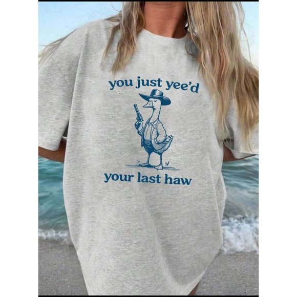 Cowboy duck yeehaw funny graphic tee shirt - Picture 1 of 2